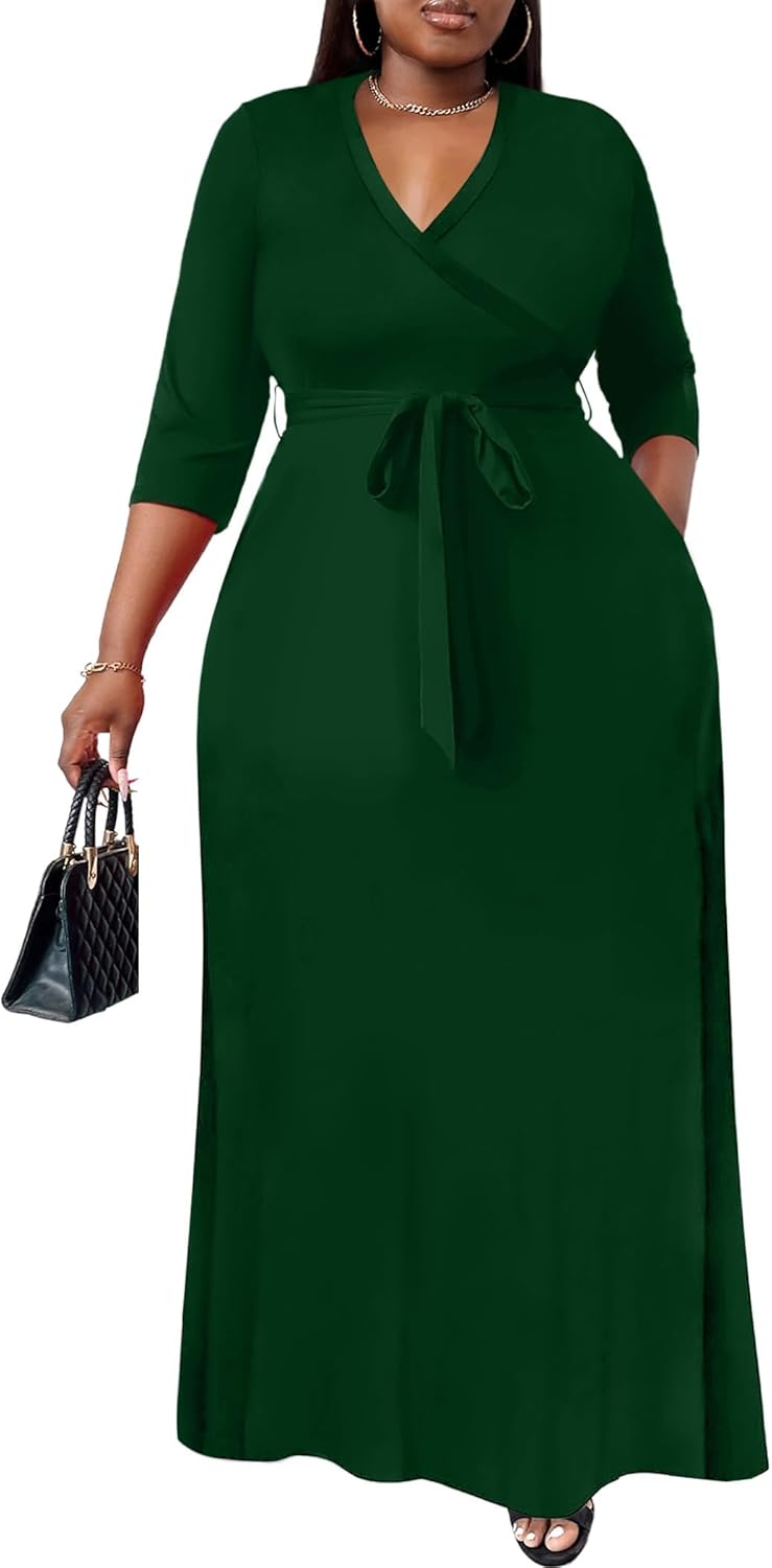 Plus Size Maxi Dress for Women - Floral Flowy Long Dress