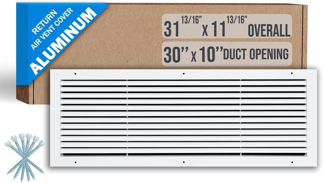 30x10 Aluminum Return Air Grille for Sidewall and Ceiling Use