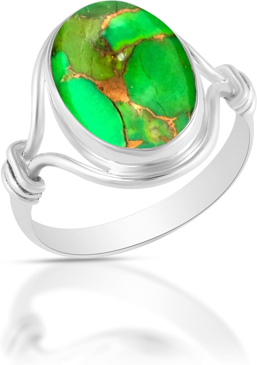 Solid 925 Sterling Silver Ring with Natural Gemstone for Women