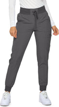 Womens Ribbed Jogger Scrub Pants - Comfortable Work Joggers
