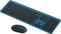 Rechargeable Wireless Keyboard Mouse Combo Dark Blue - Full Size Quiet