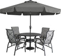 MASTERCANOPY Valance Patio Umbrella 9ft Dark Gray - 8 Ribs for Table