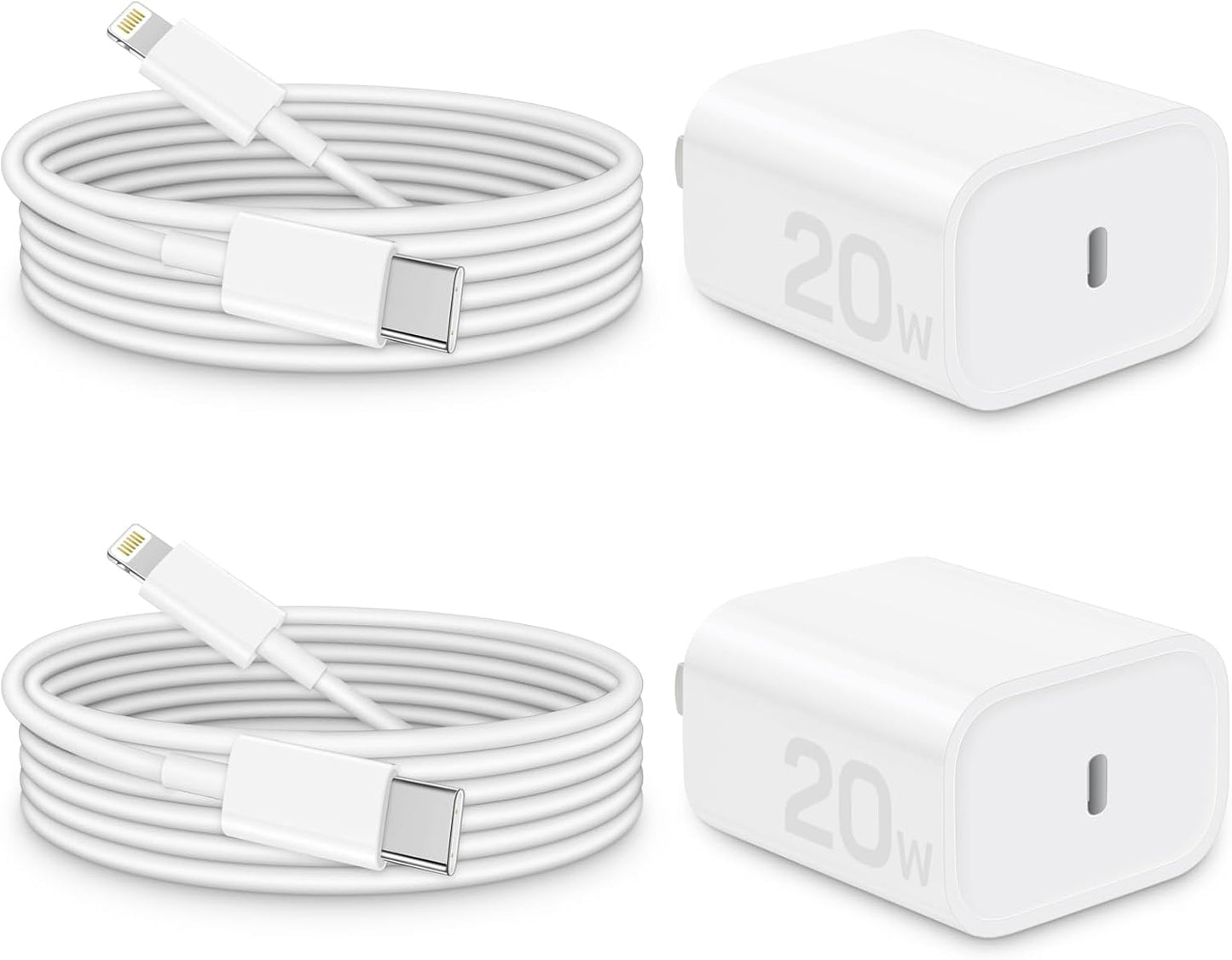 Fast Charge 2-Pack MFi USB-C 20W for iPhone & iPad