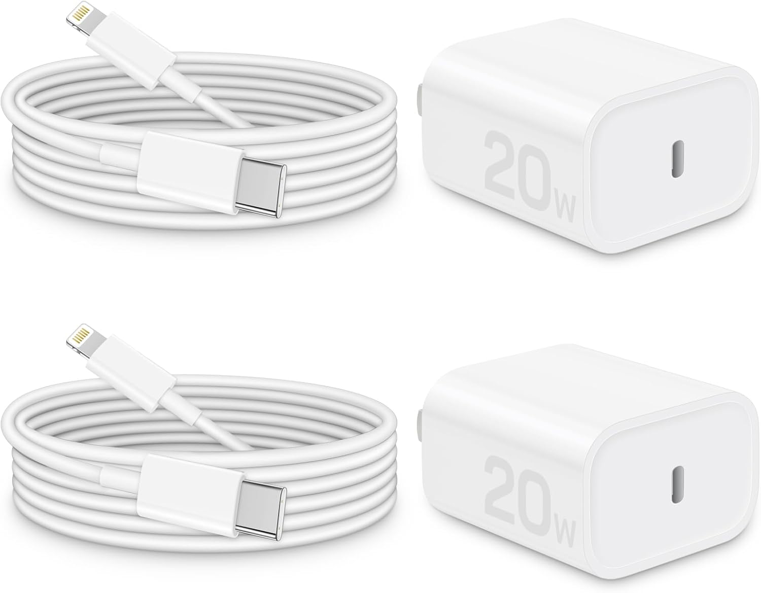 Fast Charge 2-Pack MFi USB-C 20W for iPhone & iPad