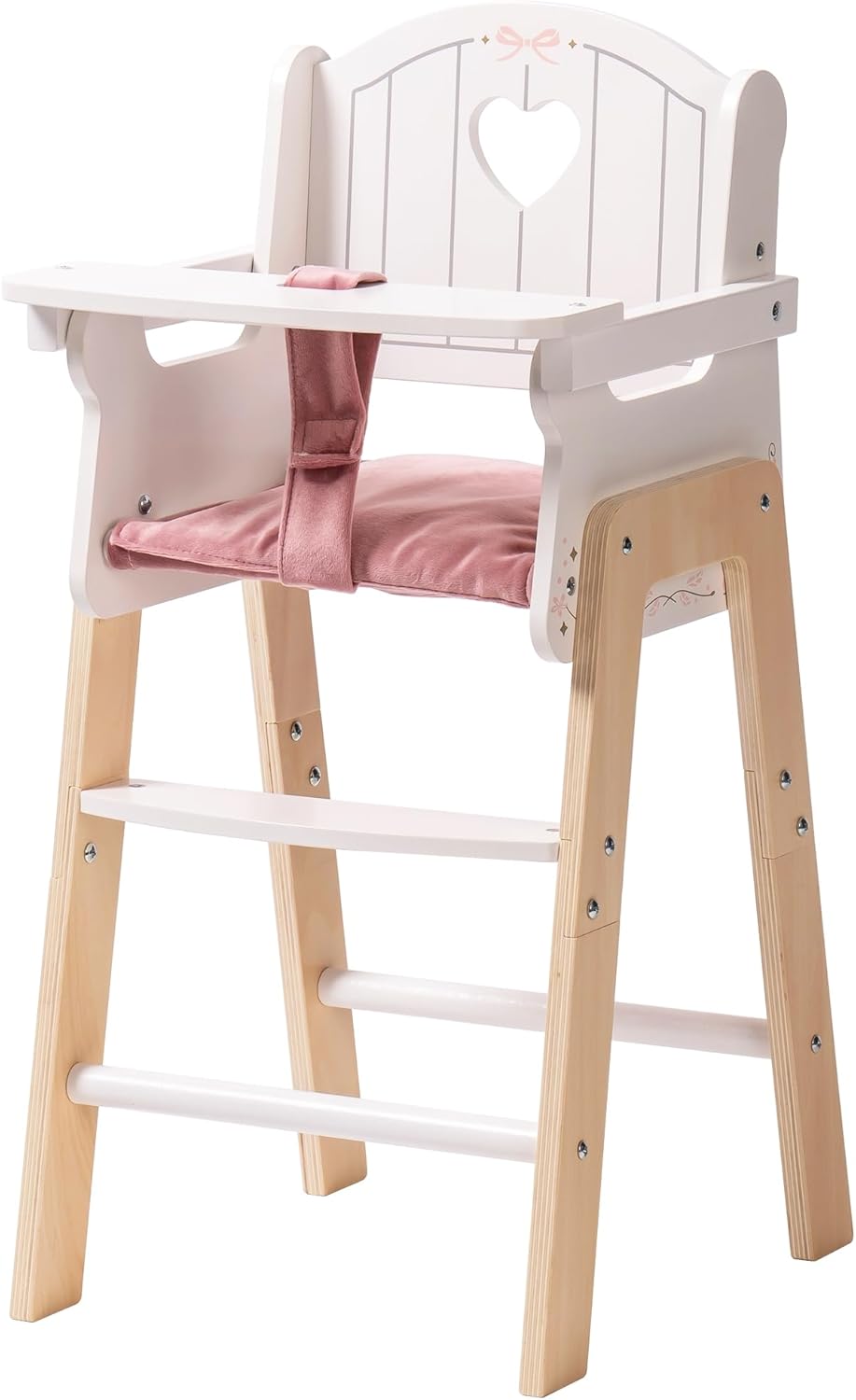 ROBOTIME Pink Wooden High Chair for 18 Dolls