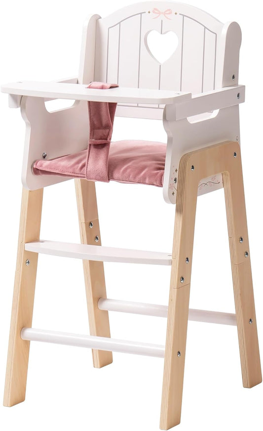 ROBOTIME Pink Wooden High Chair for 18 Dolls