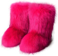 Eosxrp Furry Faux Fur Mid-Calf Snow Boots - Warm, Comfortable Fit