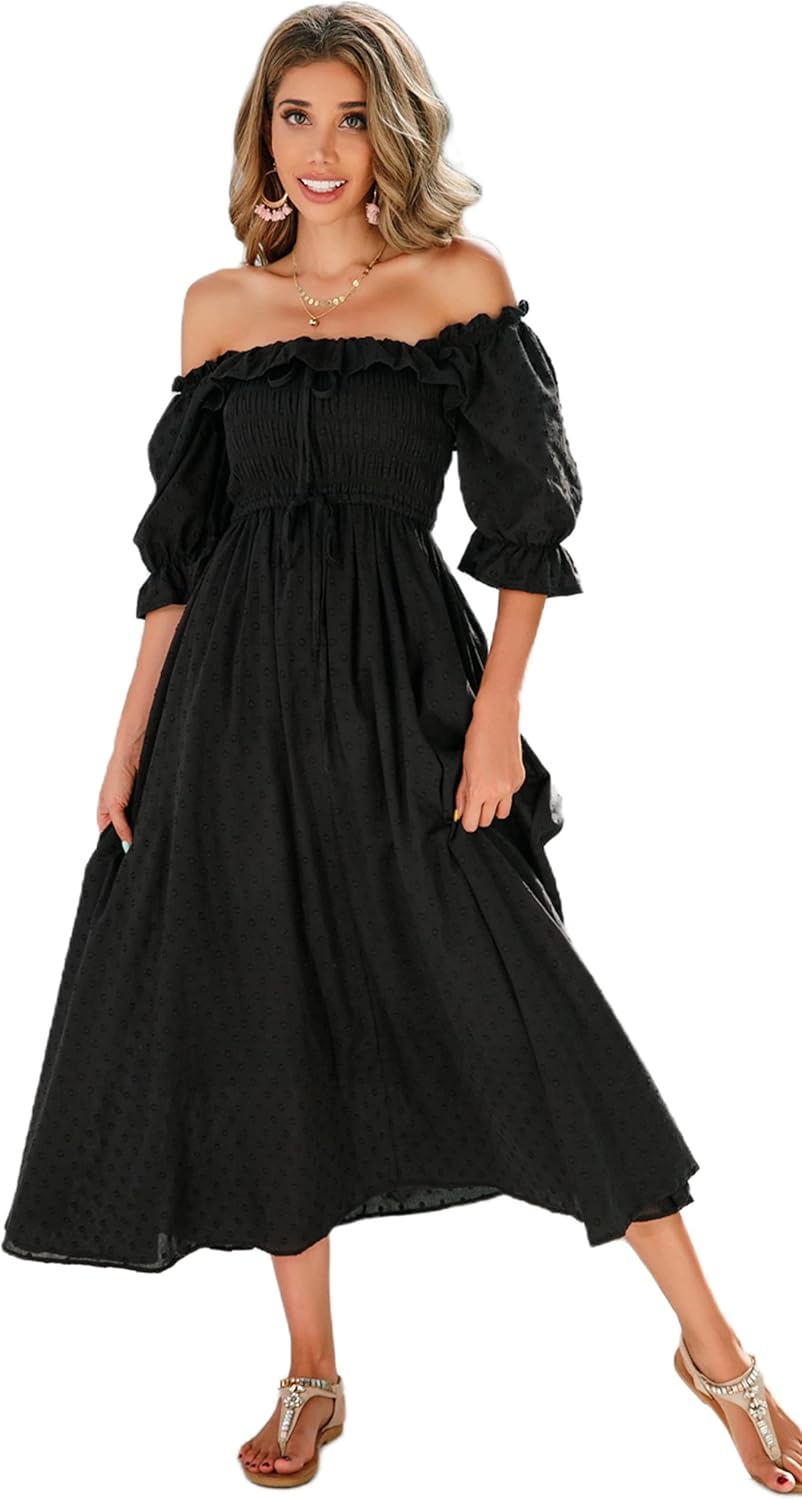 R.Vivimos Women Summer Half Sleeve Cotton Ruffled Dresses