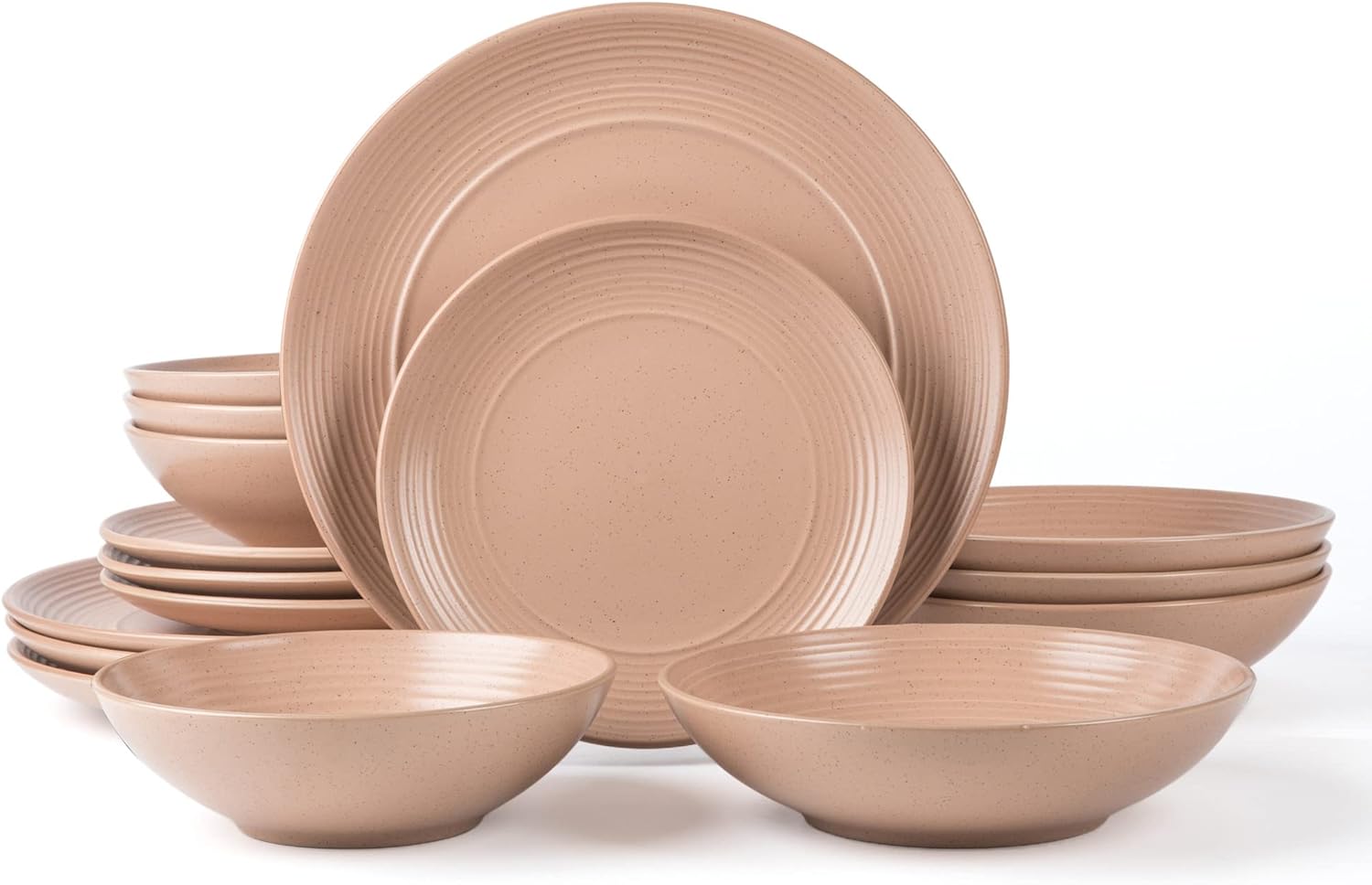 RINGAR Round Stoneware 16pc Dinnerware Set for 4 - Coral