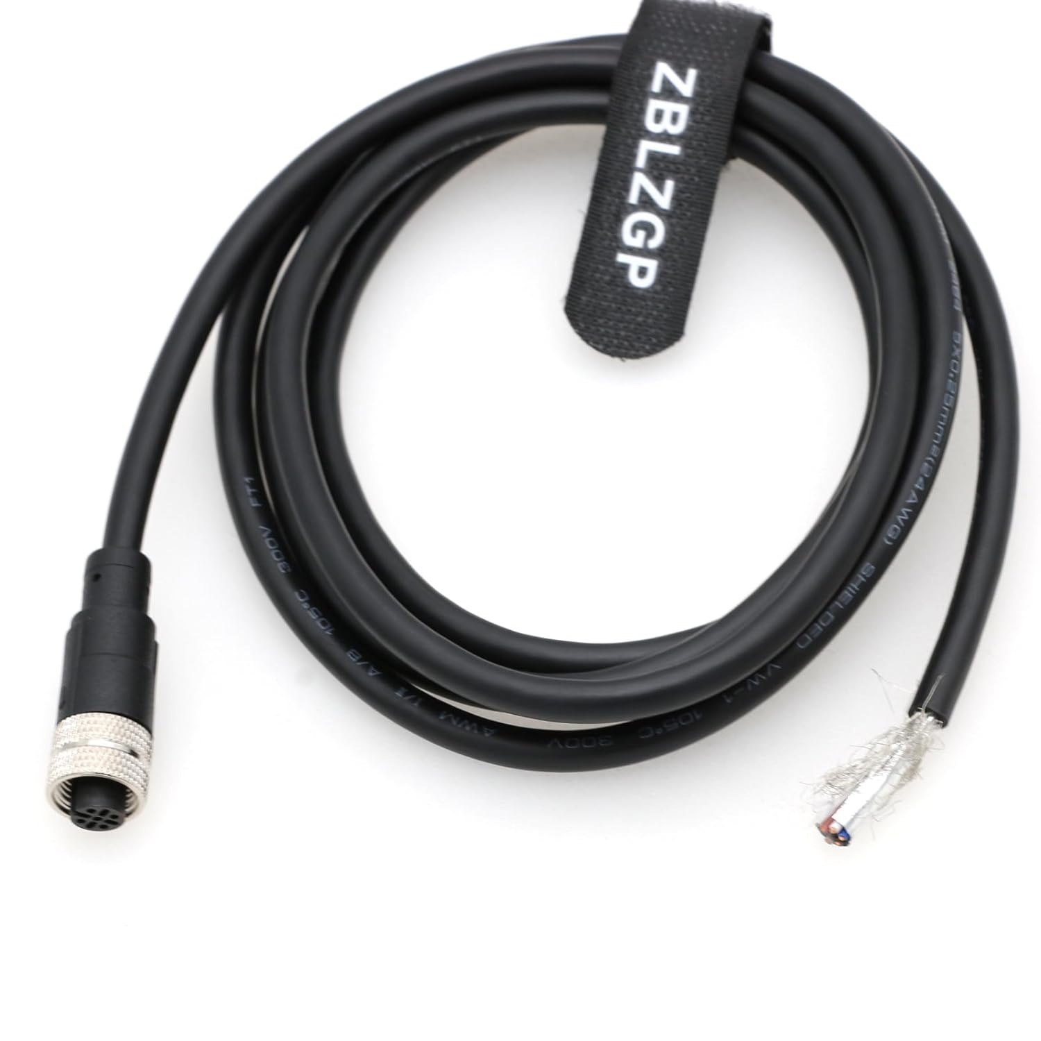 M12 A-Code 5-Pole Female to Open End Cable for Industrial Use