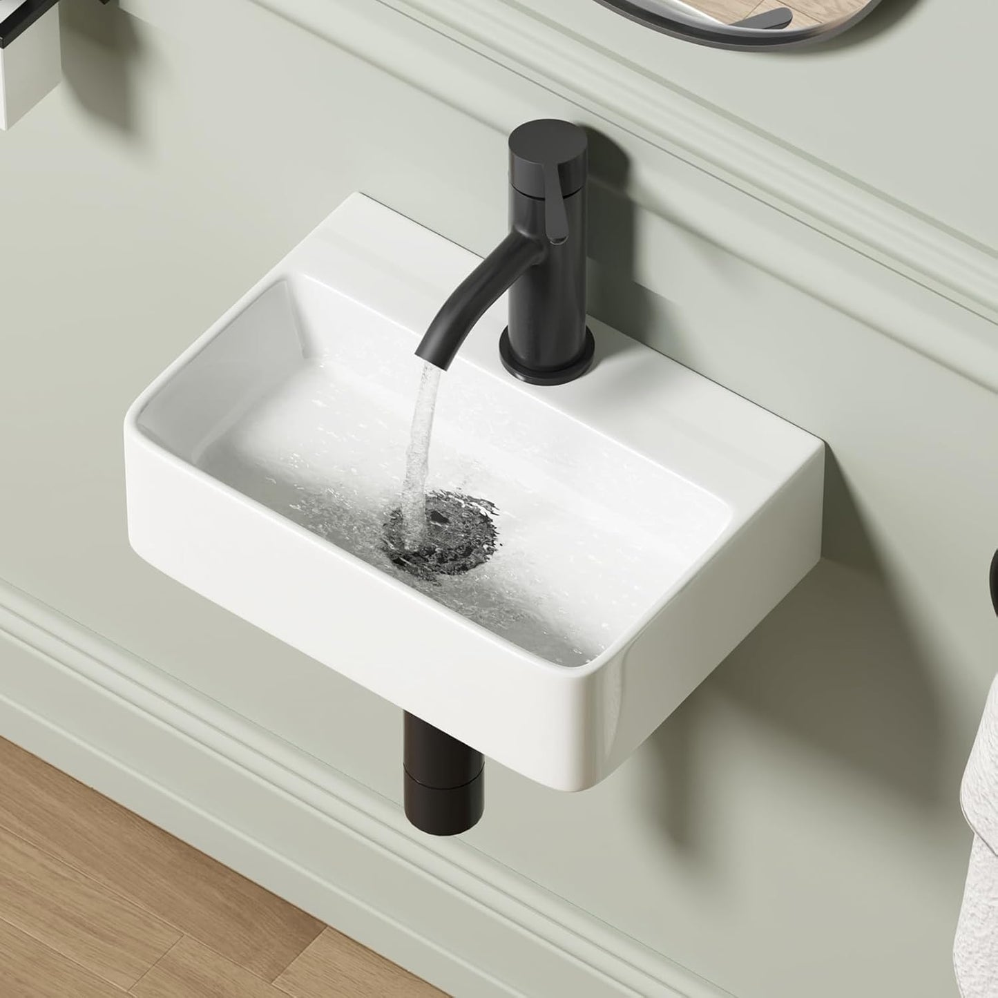 Wall Hung Bathroom Vessel Sink for Small Spaces and Cloakrooms