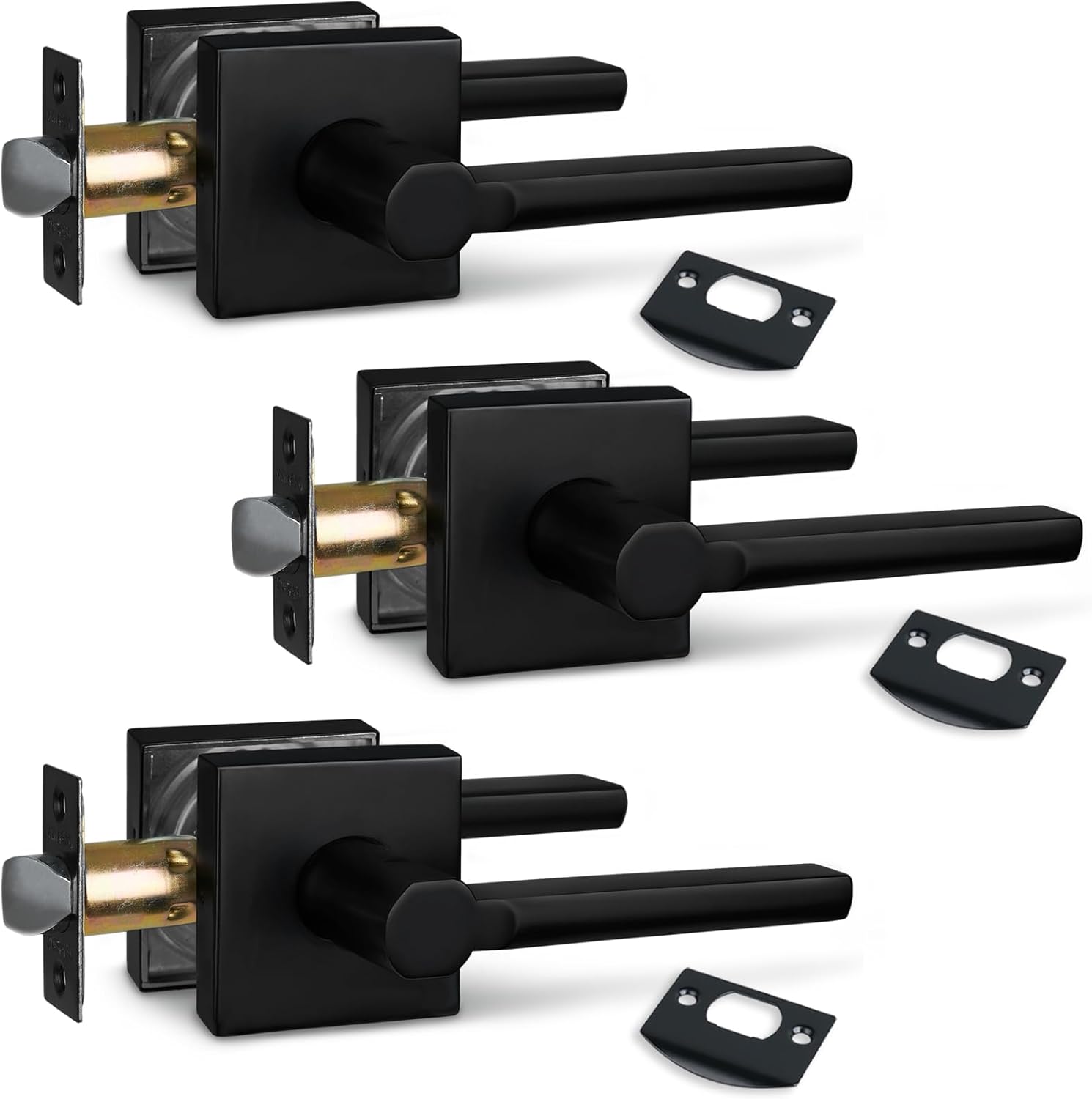 NEWBANG Hall/Closet Lever Handle Lock in Aged Matt Black