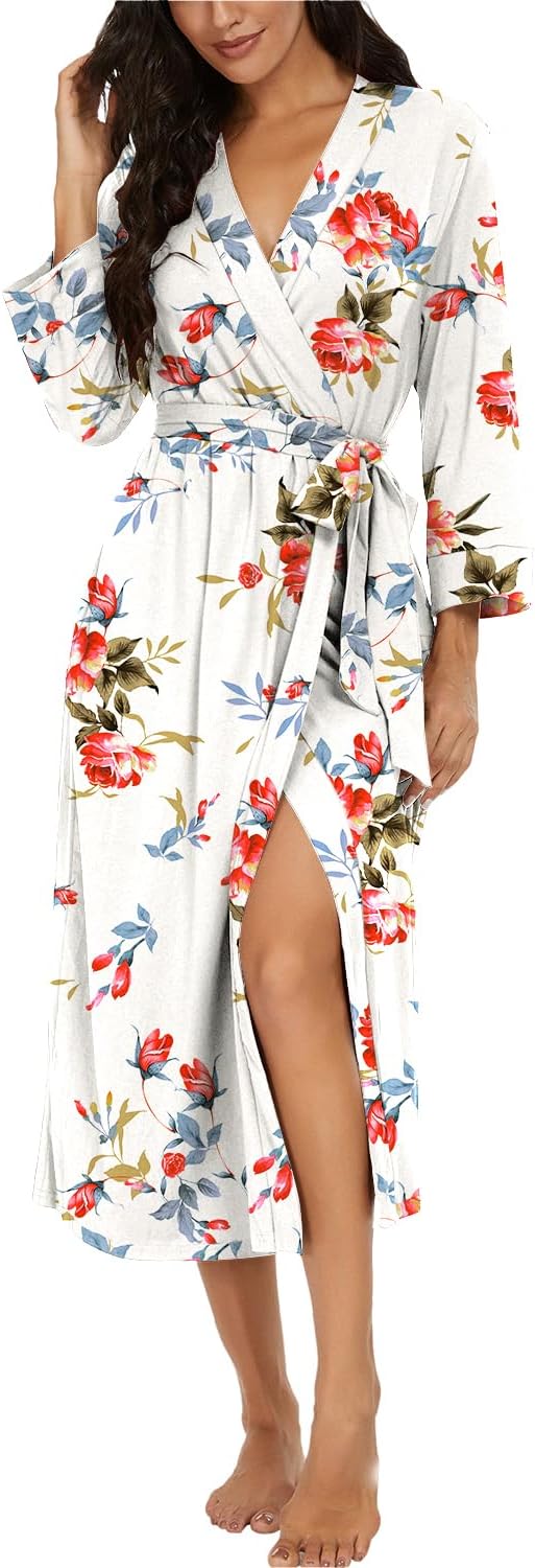 VINTATRE Women Kimono Robes Long Knit Bathrobe for Comfort