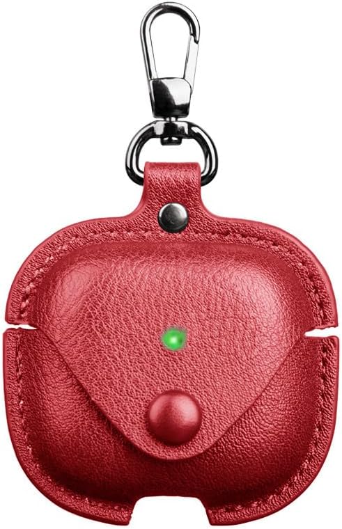 Stylish Retro Leather Airpods 4 Case with Keychain - Front LED Visible (Red)