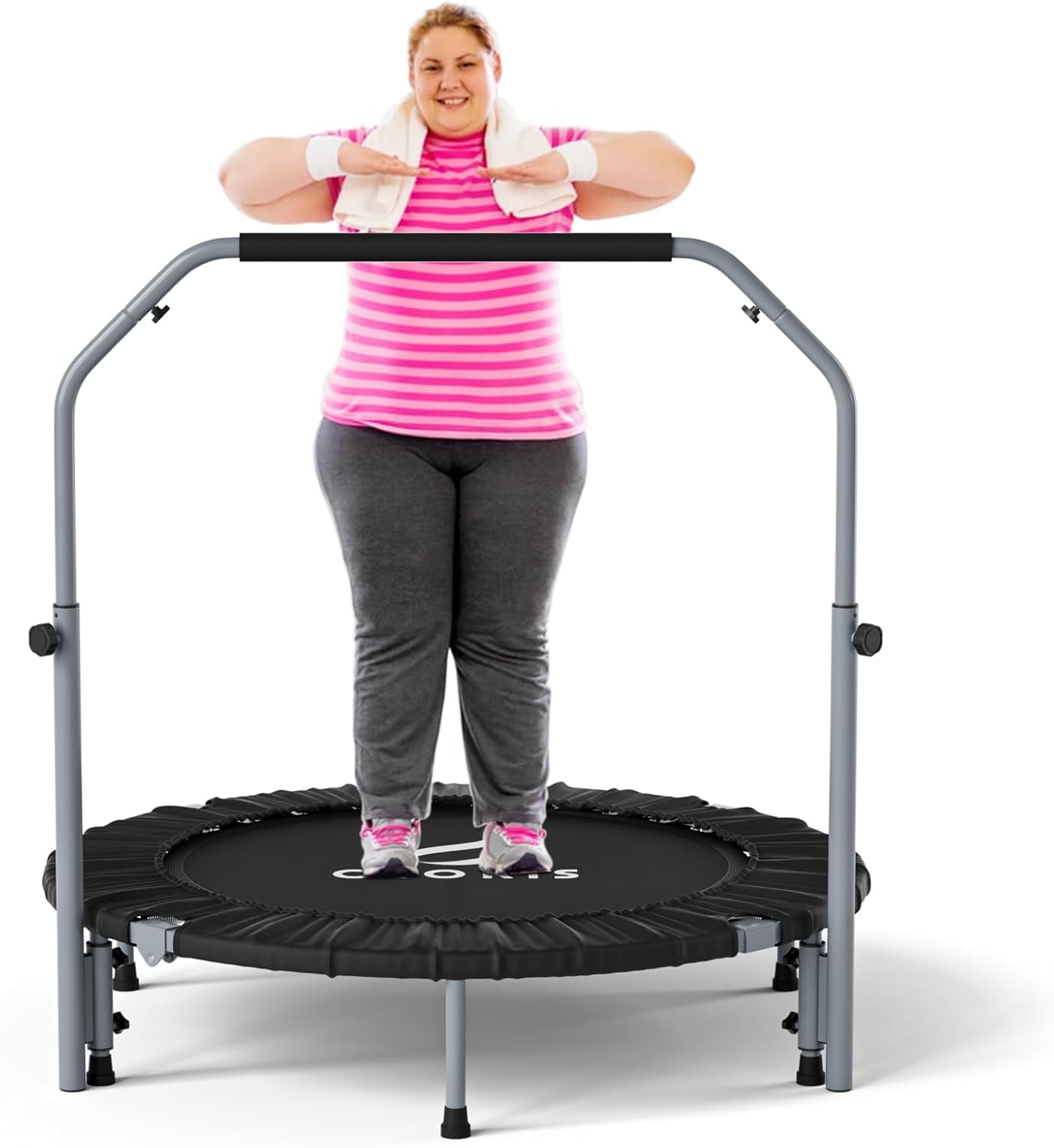 CLORIS 40in Folding Trampoline for Adults with Adjustable Handle
