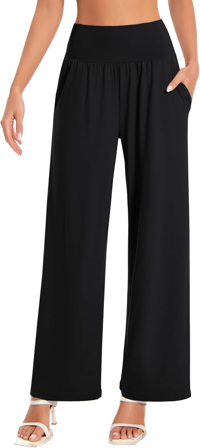 High Waist Wide Leg Yoga Pants for Women by BUBBLELIME