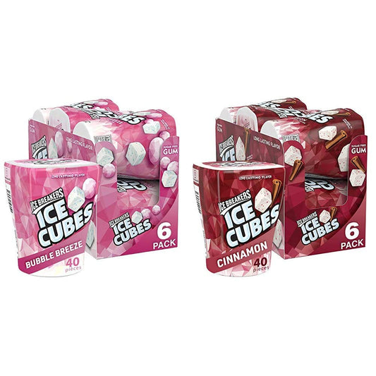 ICE BREAKERS Ice Cubes Bubble Breeze and Cinnamon Sugar Gum