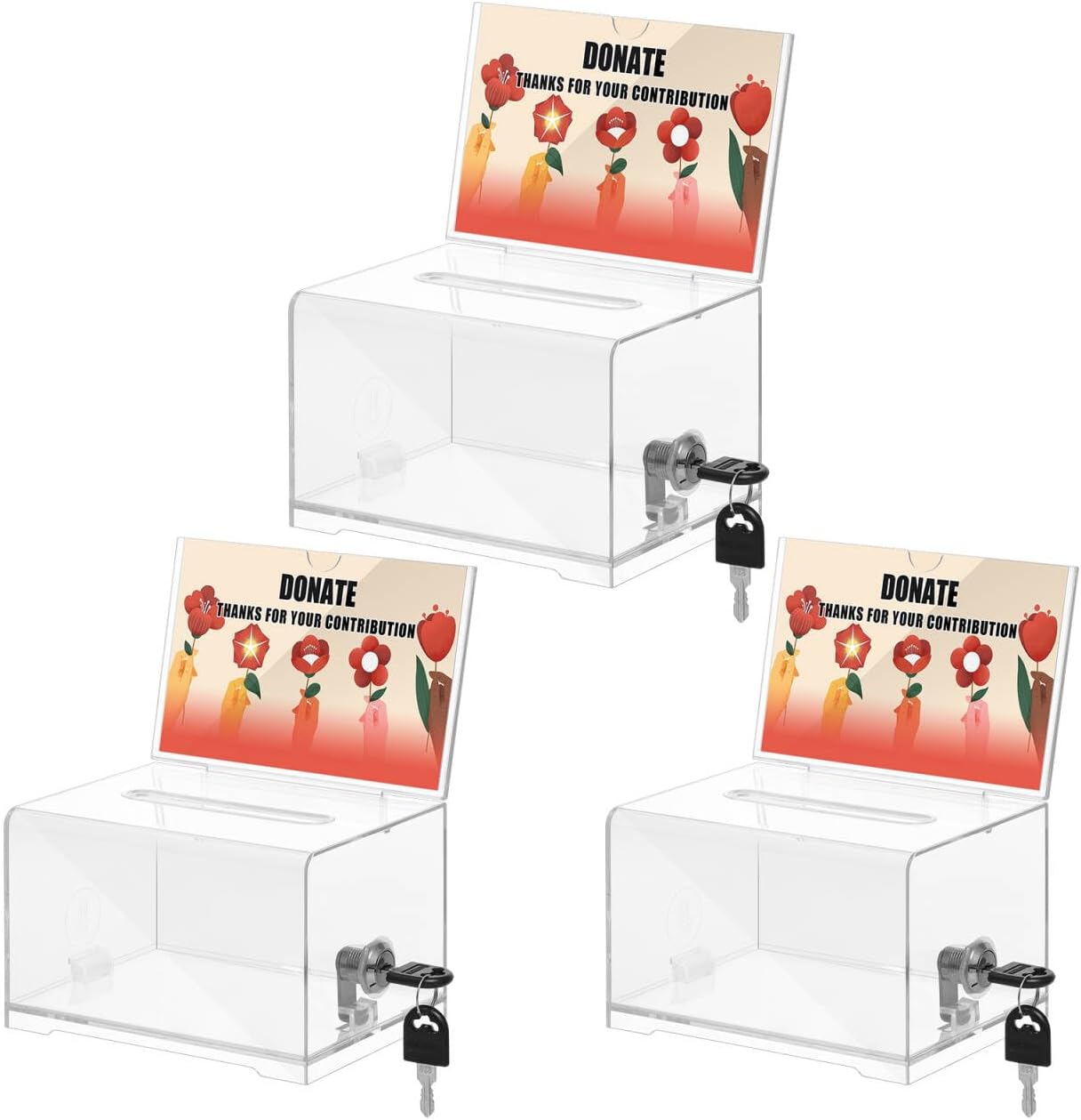 KYODOLED Clear Donation Box for Fundraising and Events