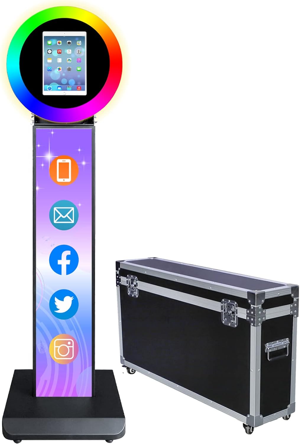 Portable Photo Booth for iPad with RGB Ring Light and Custom Logo