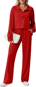 PINSPARK 2 Piece Sweatsuit Set - Cozy 1/2 Zip Tracksuit for Women