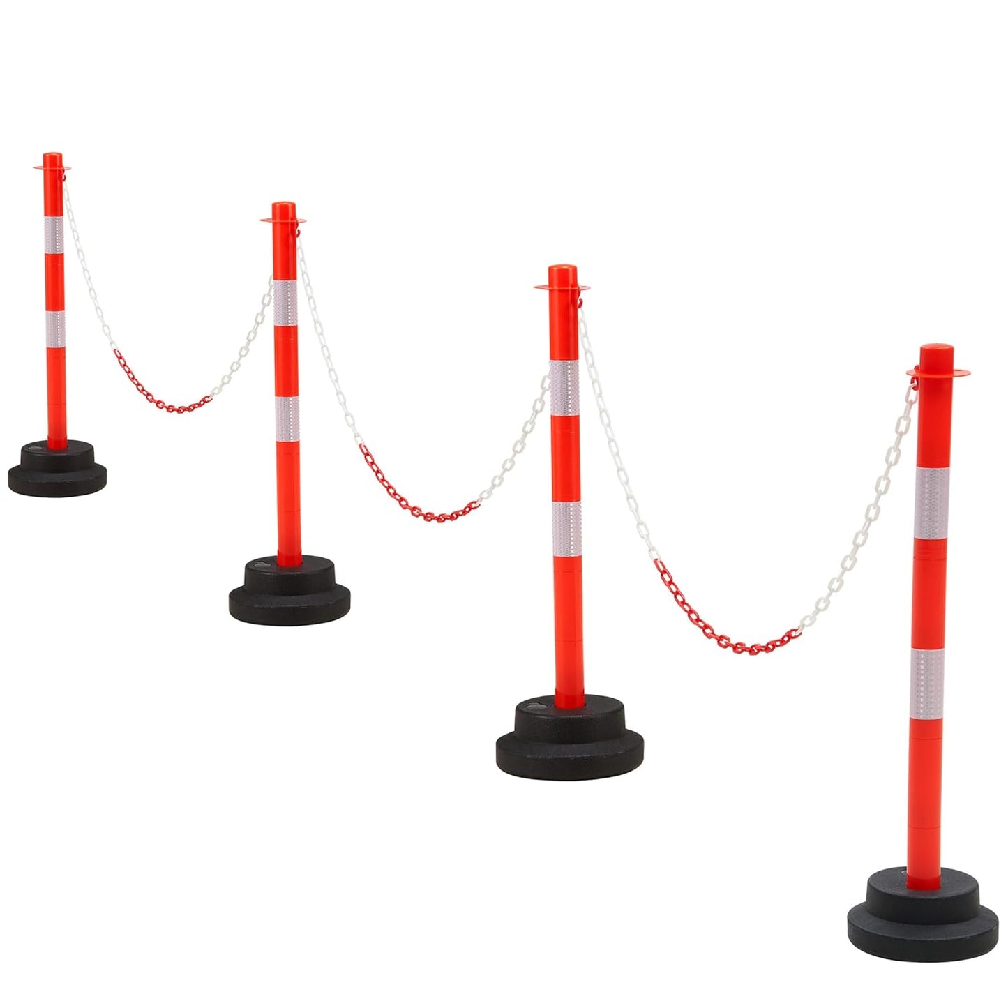 34 inch Traffic Delineator Post Set with Reflective Safety Features