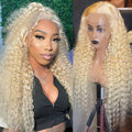 613 Lace Front Wig Human Hair Blonde 22 in - Wet & Wavy