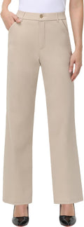 Womens High Waist Wide Straight Leg Trousers - Real Pockets, High Rise