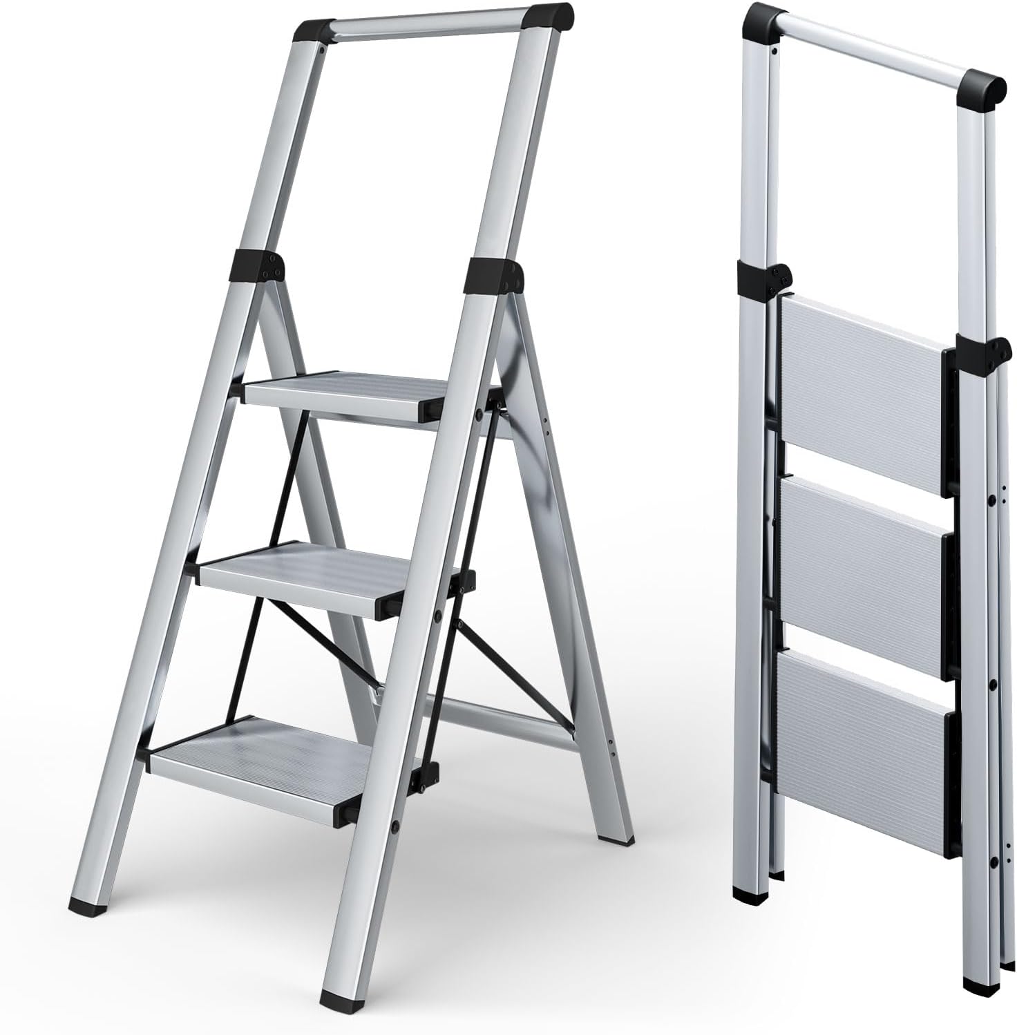 Taranta 3 Step Ladder - Lightweight Aluminum Folding Stepladder