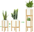 MUDEELA 2 Pack Indoor Plant Stands 30 in - Mid Century Bamboo Display