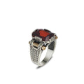 Handmade Men's Vintage Style 925 Sterling Silver Ring with Garnet