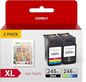 COMBUY 245XL 246XL Combo Pack for Canon Printers - High Yield