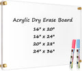 Large Clear Acrylic Dry Erase Board 36 in x 24 in - Frameless Modern