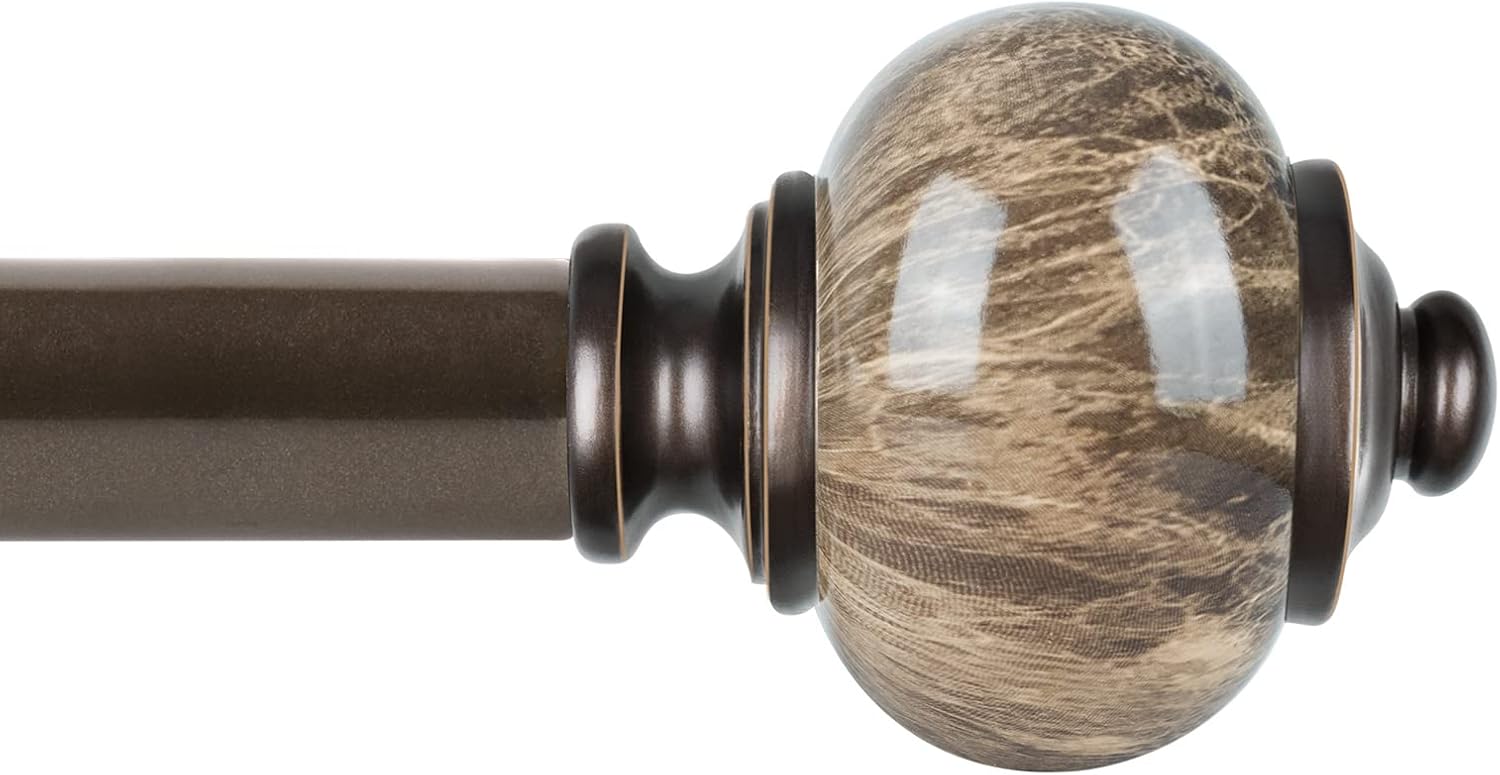 1 Inch Curtain Rods with Marble Finials for Elegant Windows