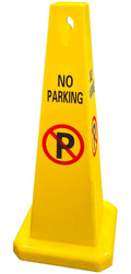 Four Sided Traffic Cone No Parking Sign Floor Standing Yellow