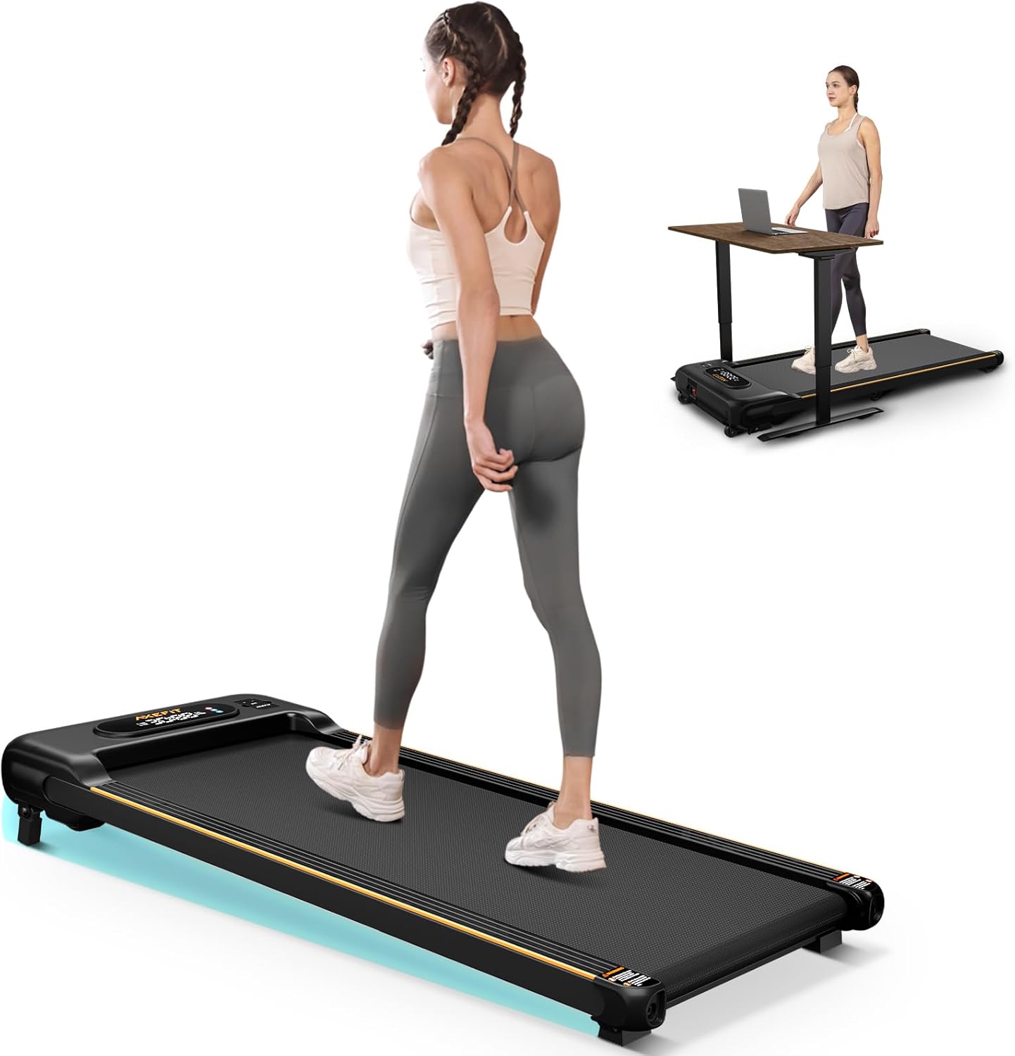 AXEFIT Portable Under Desk Treadmill: Compact & Manual Incline