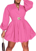 Uni Clau Womens Button Down Shirt Dress Mini - Soft Polyester Stretch