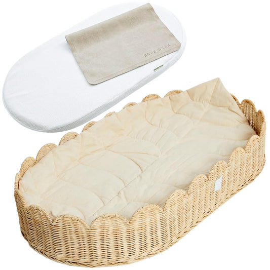 Bebe Bask Premium Baby Changing Basket - Artisan-Crafted Rattan