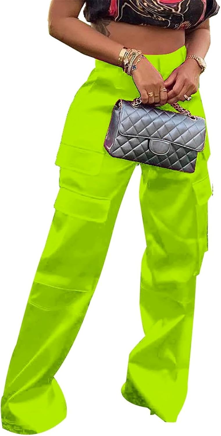 High Waisted Satin Cargo Pants for Women - Stylish and Versatile