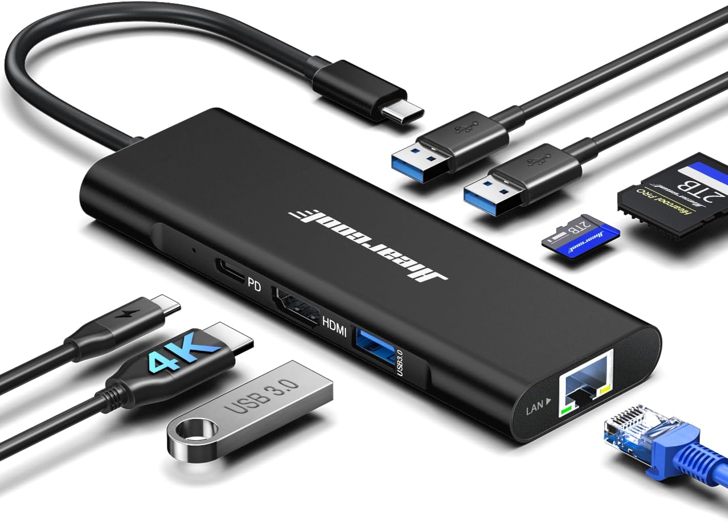 Hiearcool USB C Hub for 4K HDMI and 100W Power Delivery