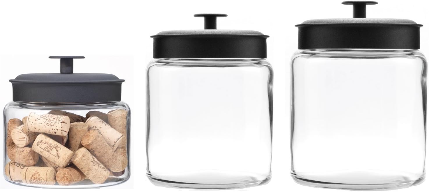 Anchor Hocking Montana Glass Jars Set with Fresh Seal Lids