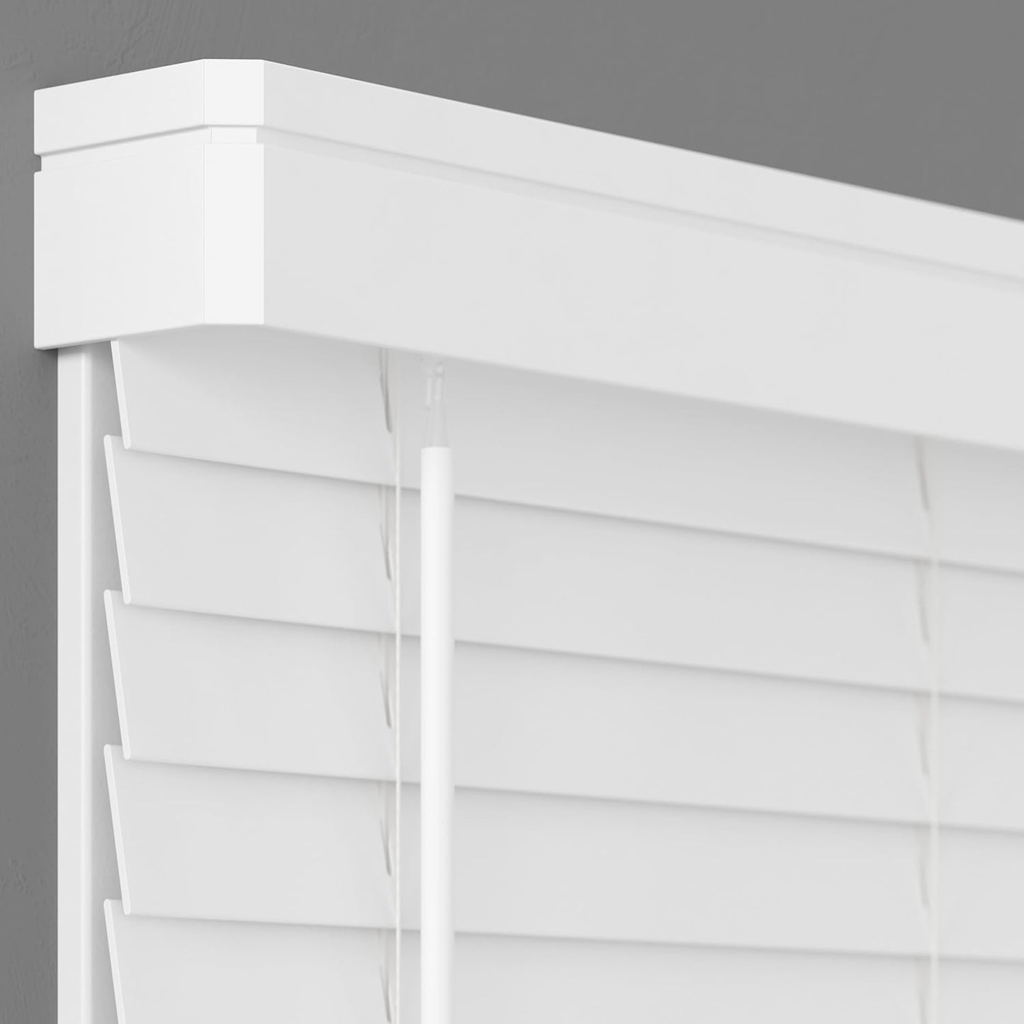2 Inch Cordless Faux Wood Blinds with Contemporary Valance