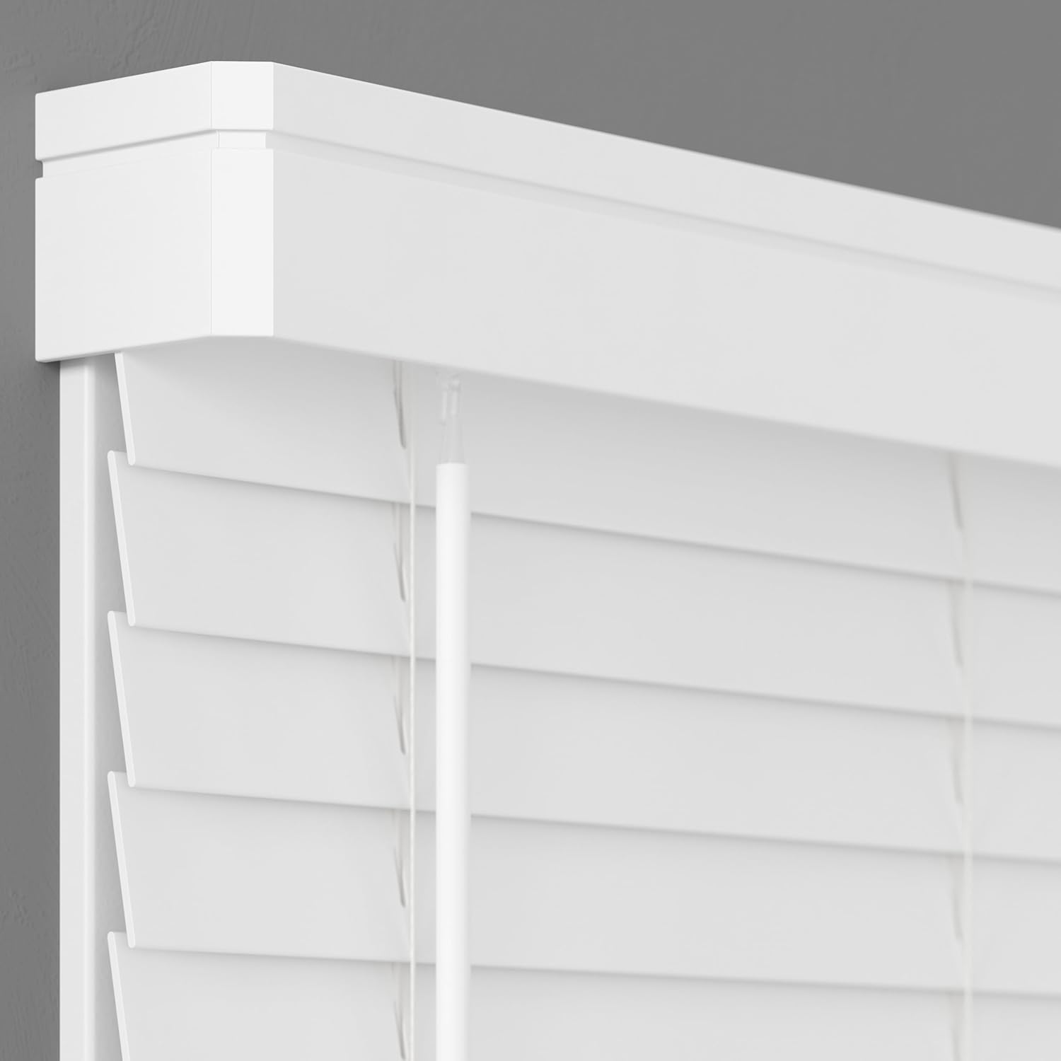 2 Inch Cordless Faux Wood Blinds with Contemporary Valance
