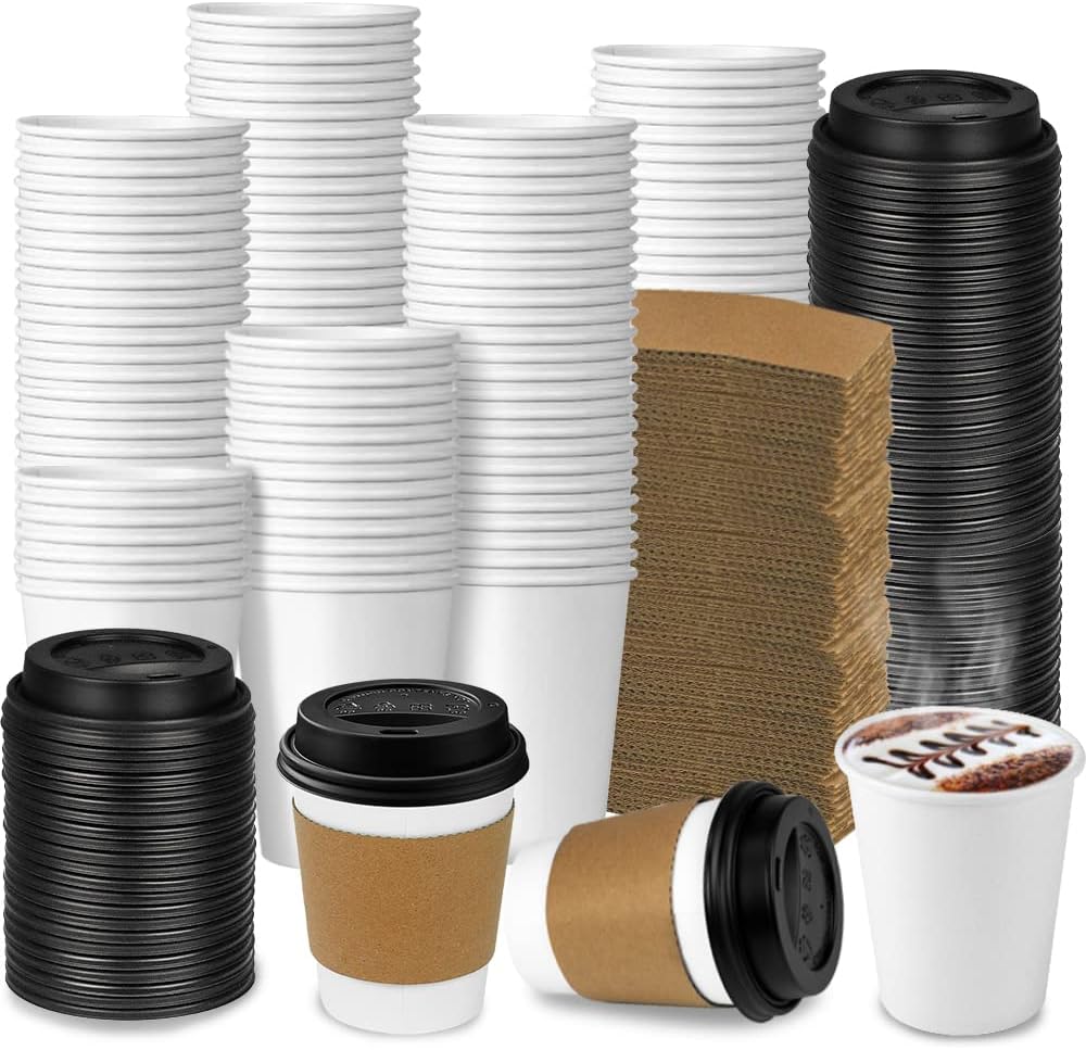 100-Pack 8 oz Ginkgo To-Go Coffee Cups - Hot Beverage Essential