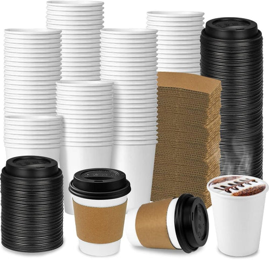 100-Pack 8 oz Ginkgo To-Go Coffee Cups - Hot Beverage Essential