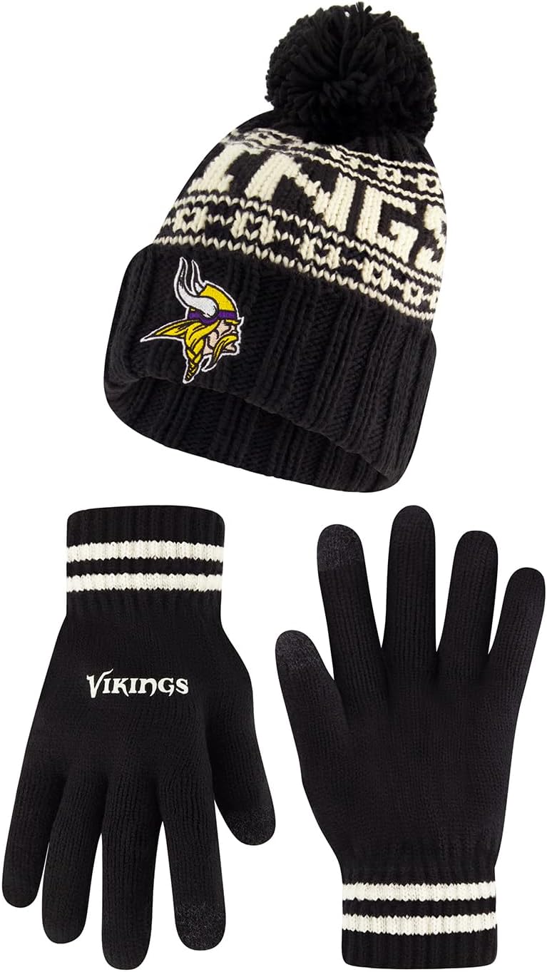Ultra Game NFL Official Super Soft Cable Knit Beanie & Gloves