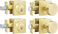 Gold Door Knobs with Deadbolt Lock Set - Durable Exterior Security