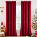 Red Velvet Grommet Curtains 52 x 84 in - Elegant Thermal Blackout