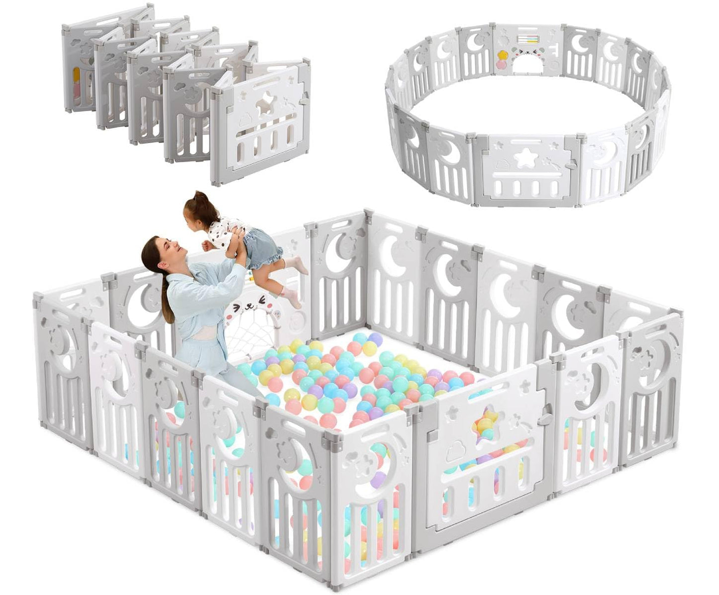 Baby Playpen for Toddlers, Adjustable 18-Panel Playard Space