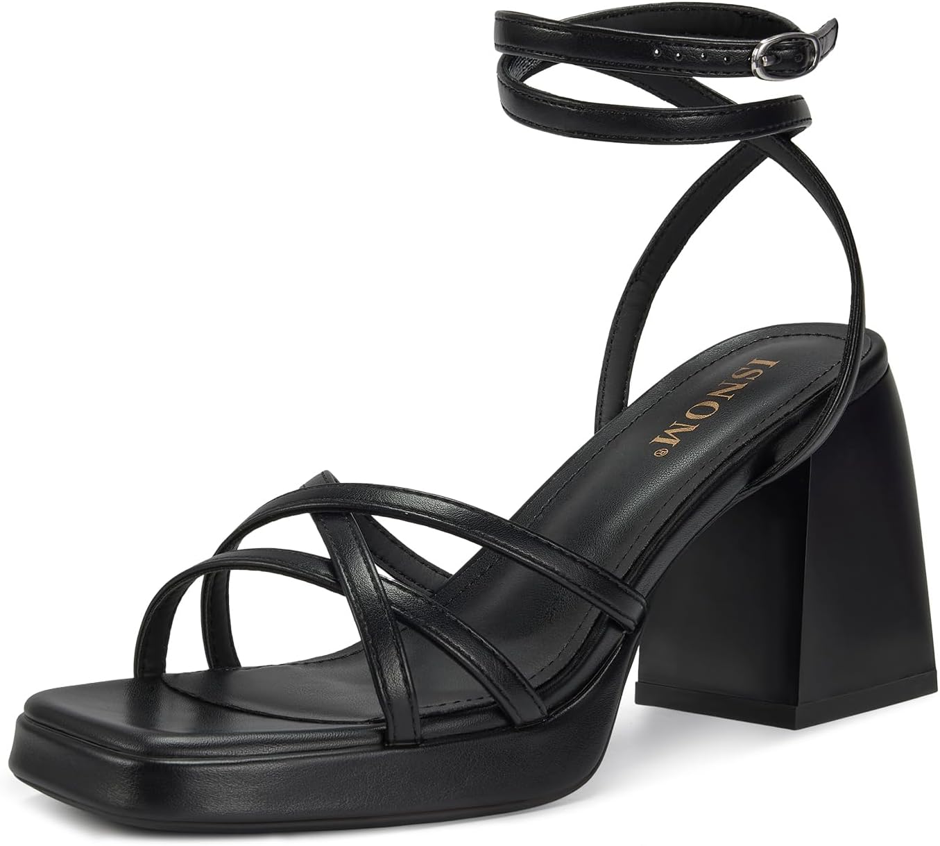 ISNOM Platform Heels for Women: Comfortable Strappy Sandals