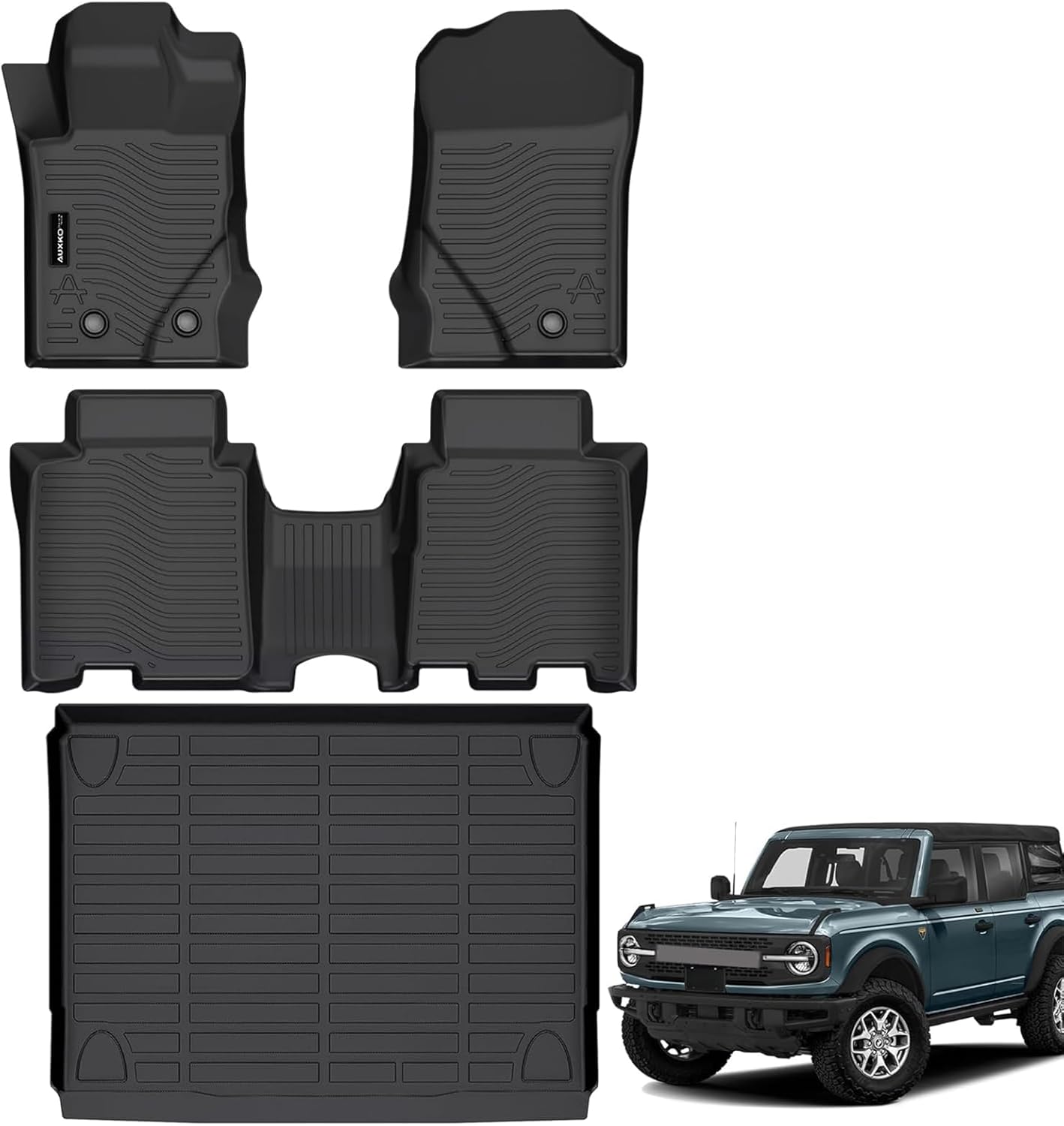 Auxko All Weather Floor Mats for Ford Bronco 4Door 2021-2025